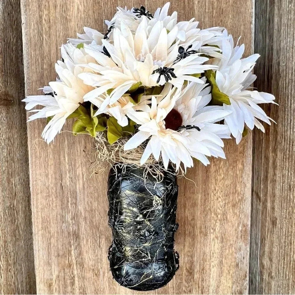 NEW SPIDER FAUX FLORAL ARRANGEMENT - Spooky Potion bottle Halloween Home Decor